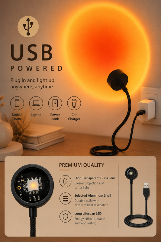 Sunset Projection Lamp – Transform Any Room with a Warm Glow