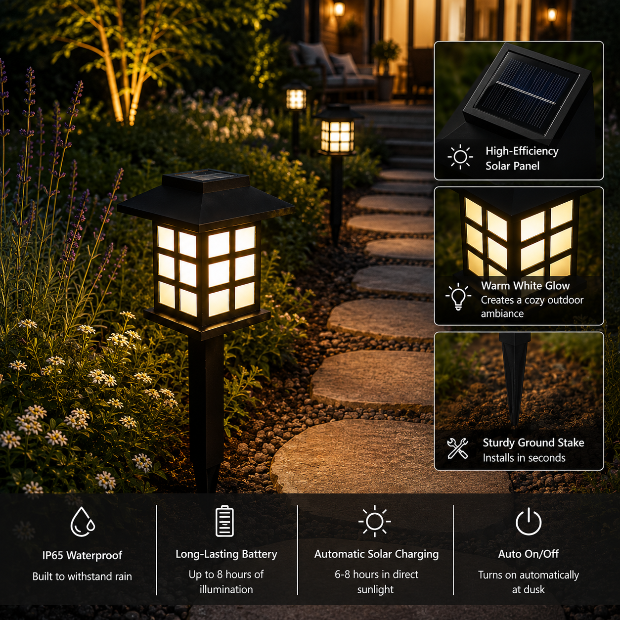 2-Pack Solar Garden Lantern